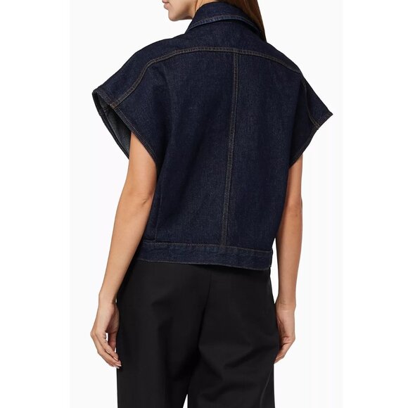 DRIES VAN NOTEN Vassie Short Jacket / Size 36 / Indigo Blue Jean Oversized - Picture 2 of 9